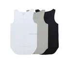 Solid color curved hem top custom brand printing mens tank top stringer casual summer gym clothes