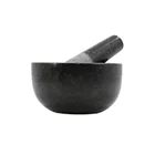 supermarket selling 6.3-inch stone crafts natural granite black mortar and pestle 16*8cm