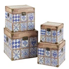 Home decorative vintage retro square storage trunk wooden chest