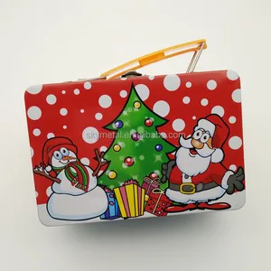 2018 fancy kids christmas metal gift box with handle and lock