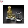 High Quality Personal Design Desk Crystal Pen Holder Gold Plated Metal On Shore Oil Rig Gifts For Souvenir CL115