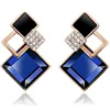 New design korean elegant charm earring fashion jewelry diamond shaped crystal stud earring for young girls