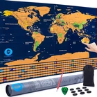 Canada USA Uniti Chiaramente Delineato Bandiere di Paesi Edizione Deluxe di Carta Extra Large Scratch Off Mappa Del Mondo