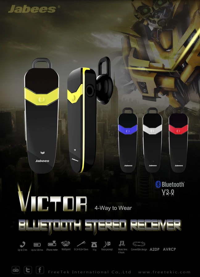 3-in-1 Mono Earphone & Headphone Bluetooth Receiver Clip-on Convertible Wireless Headset 3.5mm Wired Earbud - ANKUX.COM