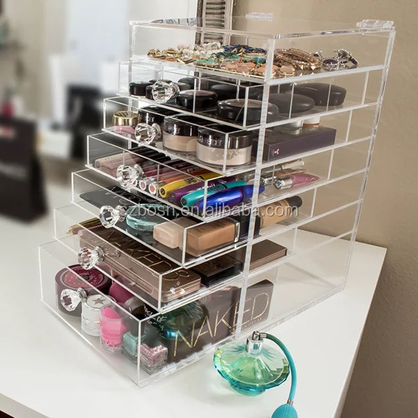 Size Option Clear Acrylic Makeup Drawer Cube Organizer For Sale