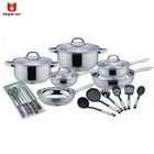 23 PCS palm restaurant stainless steel cookware pot set with kitchen utensils knife