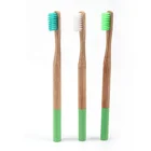 BA-1012 Natural FDA Approved green soft nylon bristle round bamboo toothbrush for adult