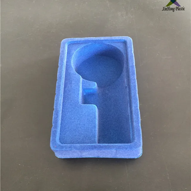 flocked blister plastic high quality display tray cosmetic