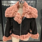 luxury fashionable women gorgeous real fur coat overcoat winter fur one leather clothes