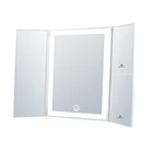 tri-fold LED mirror W magnifying full framed lighted makeup mirror
