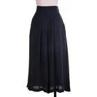 Wholesale china factory high quality anti-wrinkle polyester black chiffon women long skirt