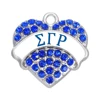 Yiwu Husuru Jewelry Fashion Custom Made Crystal Sigma Gamma Rho Charm Greek Letter Society Pendants Heart Shape