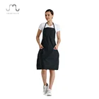 Cafe Kitchen Garden Cotton Non Woven Cooking Black Work Apron Set Custom Printed Logo
