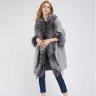 Customized Style Women Cashmere Wool Coat with Fluffy Fox Fur Trim