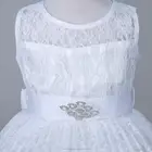 2018 popular designer girl lace blue tulle dress,sleeveless blue elegant evening dress with bowknot