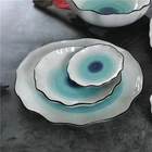Popular dinnerware cheap serving dishes 3 pcs porcelain dinner plates set for restaurant