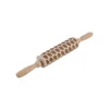 Christmas Wooden Rolling Pins Engraved Embossing Rolling Pin with Christmas Symbols for Baking Cookies