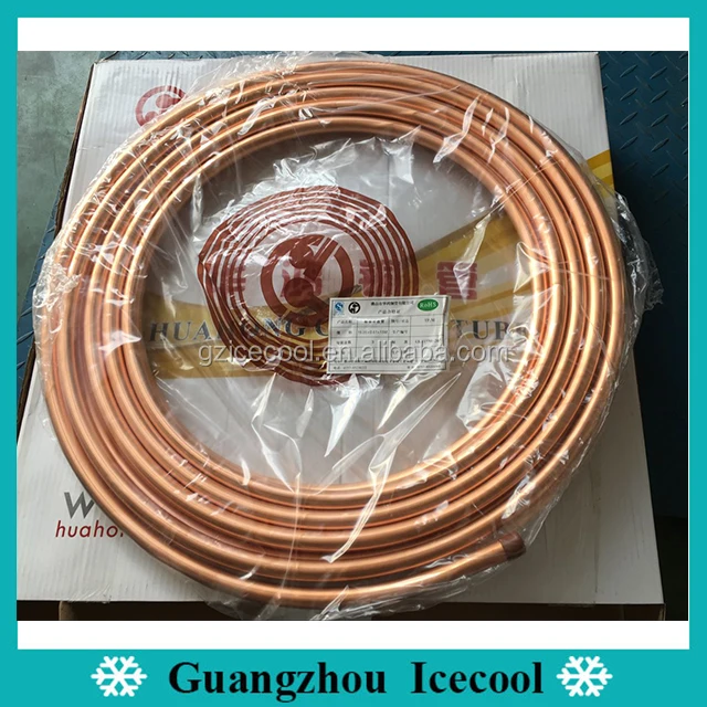 0.61mm de cobre de la bobina 3/4 "bobina plana tubo de cobre 15 M/rollo (50ft) tubo de cobre de la aleta