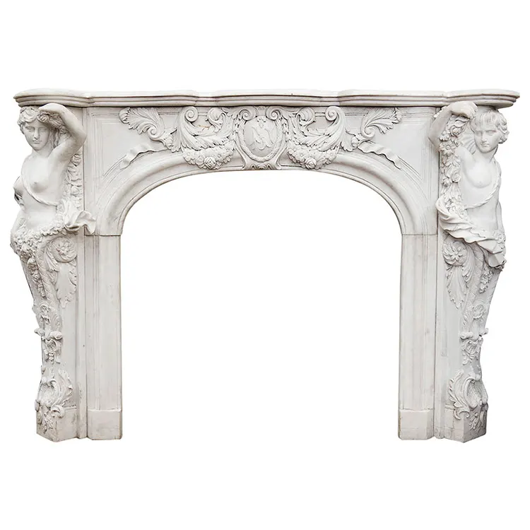 Indoor Used Freestanding Stone Fireplace Marble Fireplace Mantels