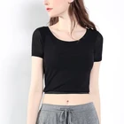Fashion Design Women O Neck Long Sleeve Exposed Navel T-shirt Tops Blouse