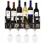 Wall Mounted Metal Wine Cork Glass Bottle Holder Rack Shelf