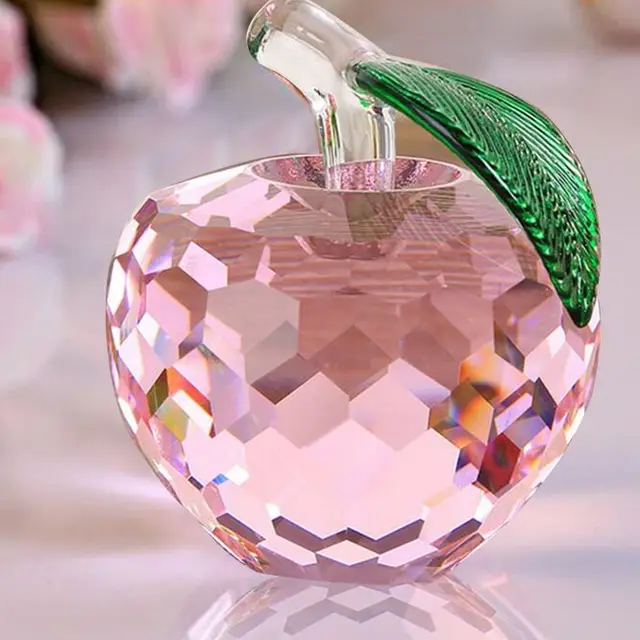 hign quality k9 crystal glass apple for christmas decoration