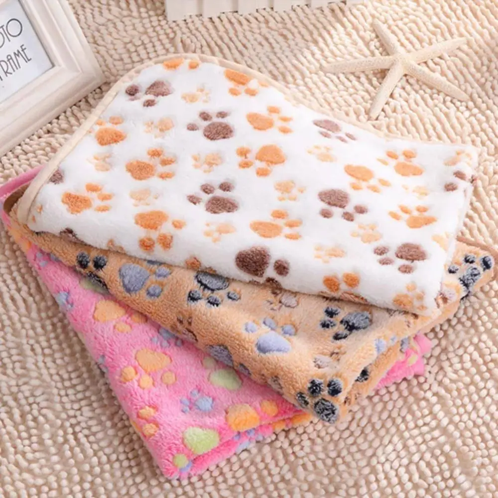 Pet mats thick blanket Cat Dog Puppy Kitten Warm Waterproof Fleece Soft Blanket Bed Mat Paw Print New