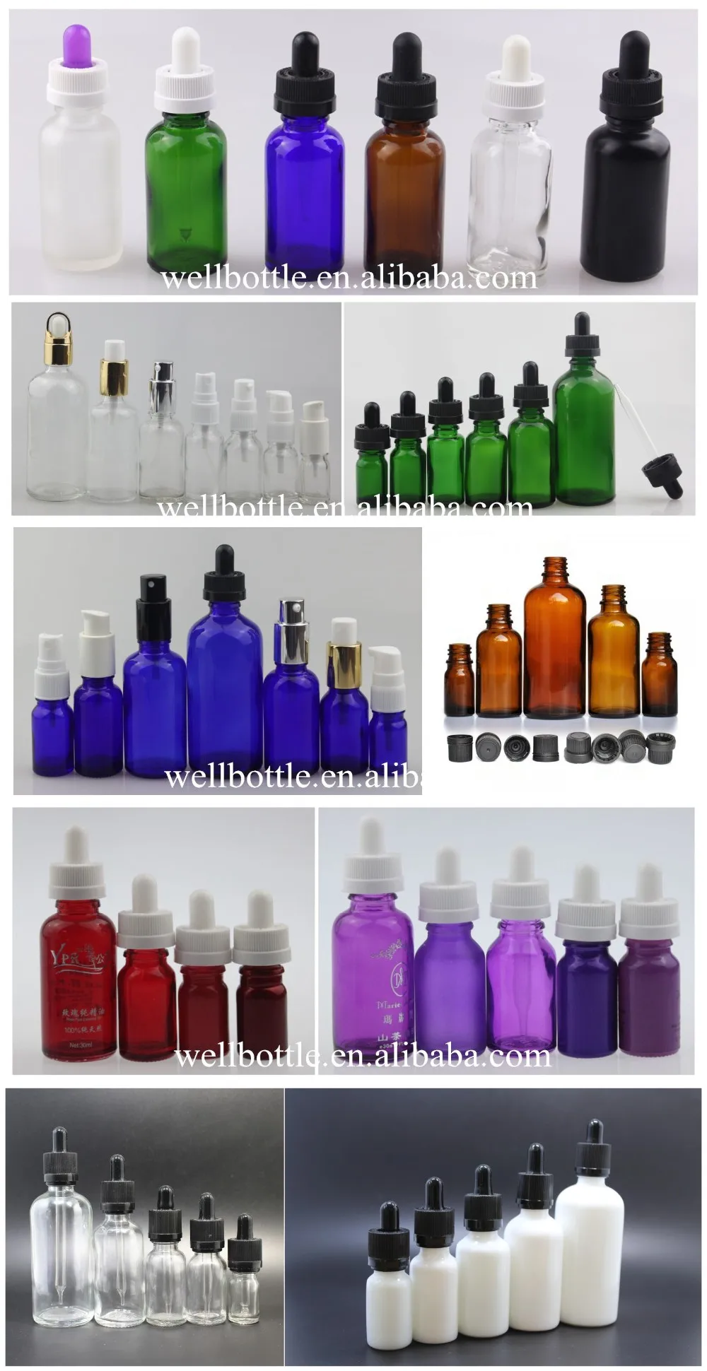 spray black glass essential oil bottles GR-034R