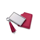 Customized Stream Comb Metal PU Leather Pocket Cosmetic Mirror