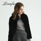 European Style Black Color Elegant Real Rabbit Women Fur Coat