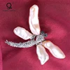 traditional enamel dragonfly freshwater pearl rhinestone brooch