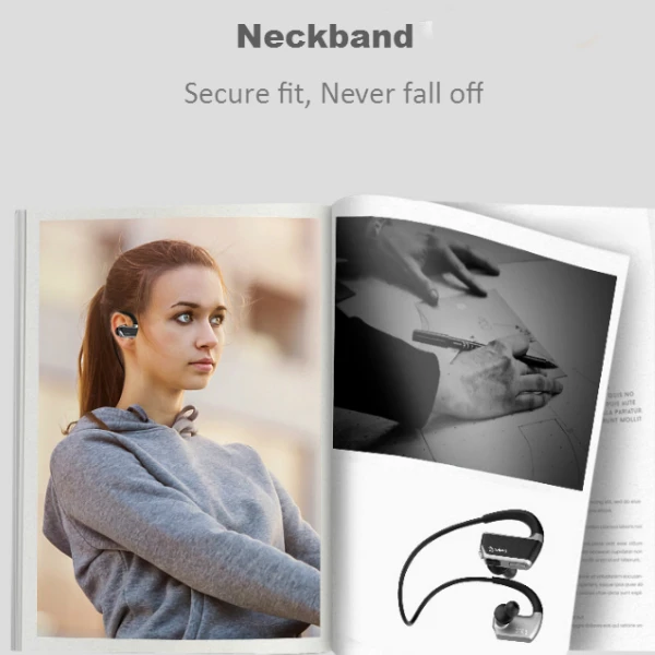 10 Hours v4.2 mp3 Player headphones waterproof sport neckband wireless sport bluetooth headset with microphone - ANKUX.COM
