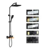 Black stainless steel bathroom shower with 3 functional bathtub taps