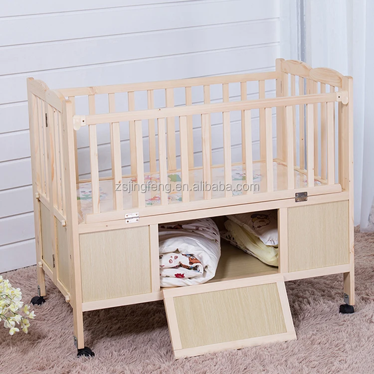 Baby Wooden Cot Factory Price New Design Nature Wooden Foldable