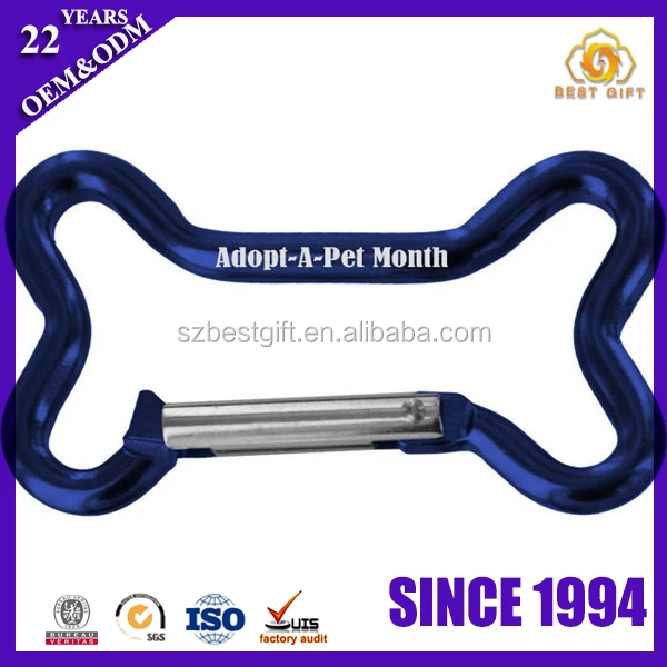 Creative blue dog bone shape metal carabiner key chain Creative blue dog bone shape metal carabiner key chain