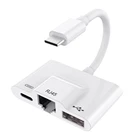 2019 High Quality New Design USB-C to RJ45 Ethernet USB OTG audio jack Adapter for HTC HUWEI Type-c Devices