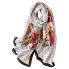 Wholesale 2018 hot sale silk head wraps high quality luxury brand flower print women foulard turkey chiffon scarf hijab