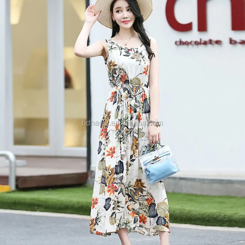 fashion girl's Summer folral printed chiffon Dress Boho Maxi Beach Dress