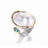 Original Exquisite And Beautiful Ladies White Freshwater Baroque Pearl Ring