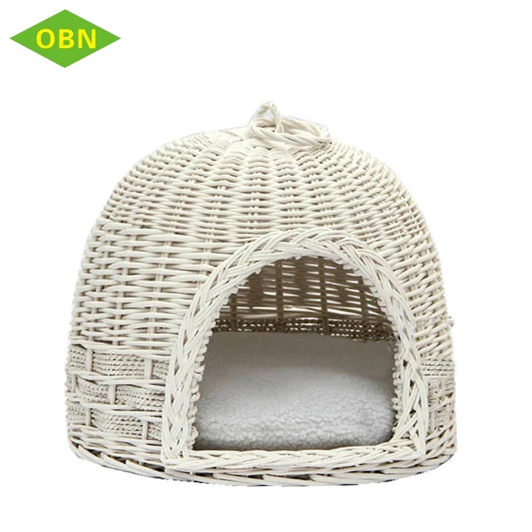 newest classic white wicker pet willow cat basket wicker pet