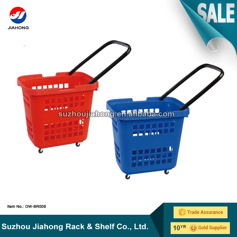 Hot Sale Plastic Rolling Supermarket Shopping Basket Buy Plastic