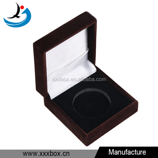 plain gold coin display gift box wooden velvet coin box