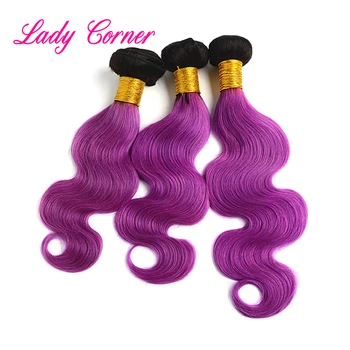 Lady Corner Indian Rainbow Color Body Wave Human Hair Weave Purple