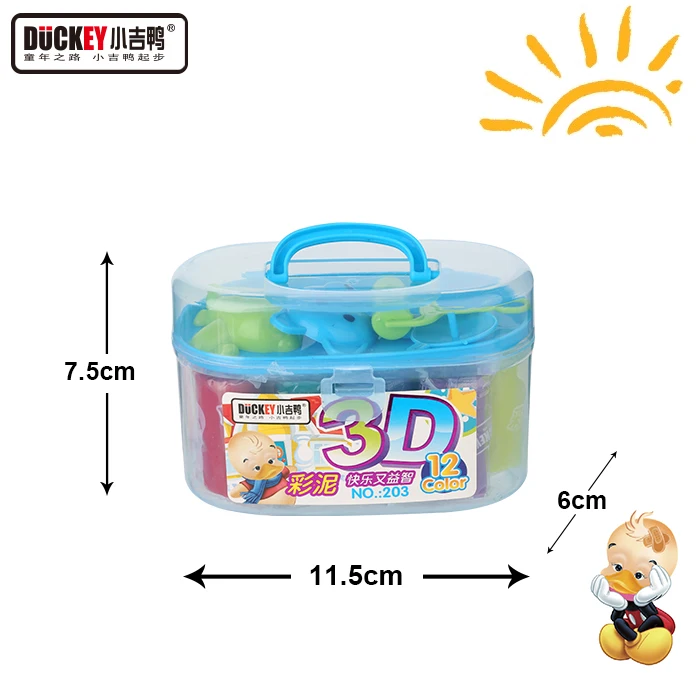 12 Color Kids Diy Dough Play Toys Case in Plastic Educational DIY Toy Set Handmade Toys Manufacturer 500pcs CN;ZHE DUCKEY EN-71