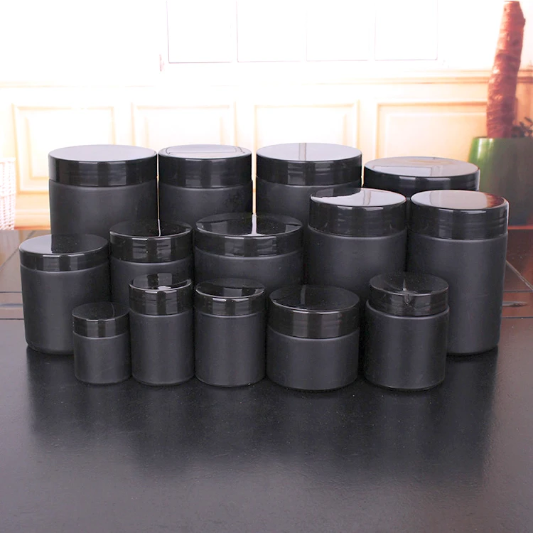 1oz 2oz 3oz 6oz 8oz Matte black painting glass storage jar with plastic lid