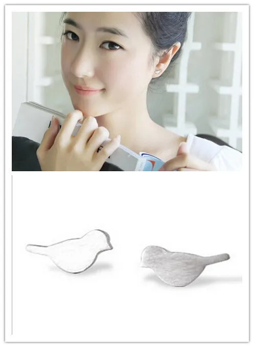 Top Quality Real 925 Sterling Silver Earrings 1pair/lot Cute Bird Silver Stud Earrings Jewelry Gifts For Women Free Shipping