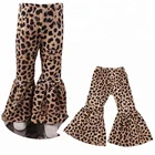Leopard Print Mom And Me Bell Bottoms Long Pants kids and adult bell bottom