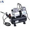 AS196K twin cylinder airbrush air compressor with tank