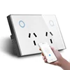Australia Standard Glass Panel Touch Switch Socket , Tuya Smart Wifi Controlled Double Power Points