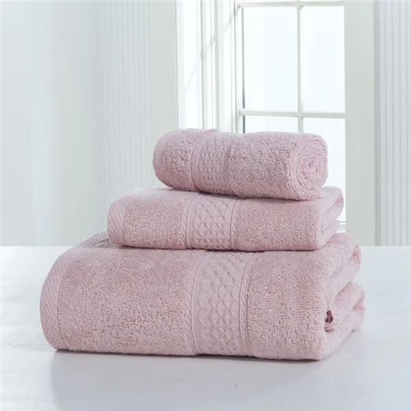 100% Cotton Pure color 3 Pcs Towel Sets Bath Towels for Adults Luury Brand High Quality Soft Face Towels Variety of colors